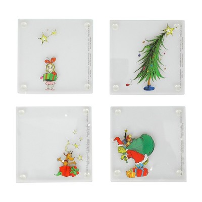 Dr. Seuss The Grinch Characters 4-Pack Stacking Glass Coaster Set