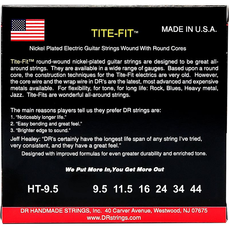 DR Strings Tite-Fit HT-9.5 Half-Tite Nickel Plated Electric Guitar Strings, 2 of 4