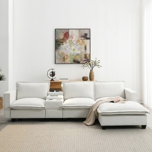 YOOCOZZ Sectional Sofa with Removable Ottoman, Reading Light, Charging Socket, Cup Holders, Storage Space - 1 of 4
