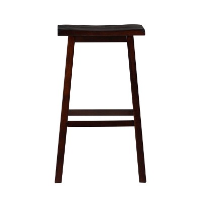Transitional 29" Saddle Seat Dark Brown Wooden Stool