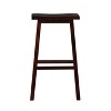 30" Saddle Backless Sloping Seat Barstool Wood Brown - Linon: Rubberwood, Footrest, Fixed Height - 3 of 4