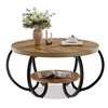 Garvee Round Coffee Table 30" Center Table, 2-Tier Coffee Table Industrial with Adjustable Feet and Designed Wood Grain, Easy Assemble - 2 of 4