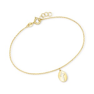 Ross-Simons Italian 10kt Yellow Gold Cross Cut-Out Charm Bracelet - 1 of 3