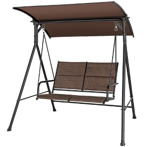 Tangkula Porch Swing Glider 2 Seat Soft Cushion Adjustable Canopy Garden Outdoor  Patio - 1 of 4