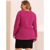 Agnes Orinda Women's Plus Size Work Long Sleeves Fashion Belted Knot Tie Knit Blouses - 4 of 4