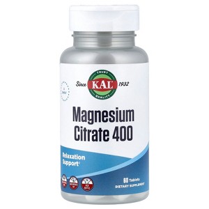 KAL Magnesium Citrate 400, 60 Tablets (200 mg Per tablet) - 1 of 4