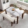 Streamdale Modern 4-Piece Dining Set - Faux Marble Table, 2 Chairs & Bench - 2 of 4