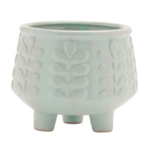 Footed Ceramic Leaf Pattern Planter (Set of 4) - 1 of 1