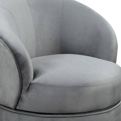 Sophia Compact Gray Velvet Swivel Barrel Chair