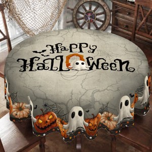 Halloween Tablecloth, Witch Castle Ghost Decorative Table Cloth, Holiday Fabric Table Cover for Party Picnic Dinner Decor - 1 of 4