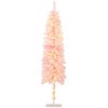 HOMCOM 6 FT Pencil Prelit Artificial Christmas Tree Holiday Decoration with Snow Flocked Branches, Warm White LED Lights, Downswept Shape, Pink - 4 of 4