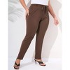 Womens Plus Size Stretch Work Pants Elastic Waist Business Casual Pants with Pockets Pencil Leg Dress Pants Brown 5XL - 3 of 4