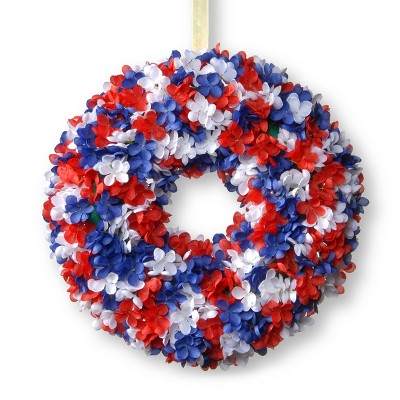 14" Patriotic Hydrangea Wreath - National Tree Company