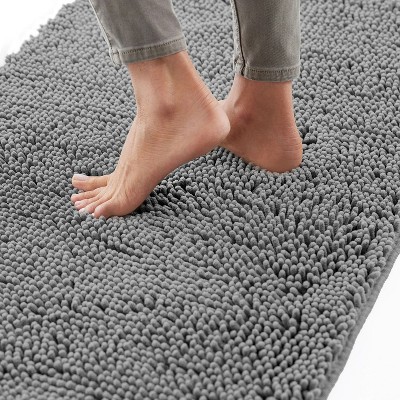 Bath Rug 30x20, Rubber Backing Quick Dry Washable Microfiber Mats, Gray