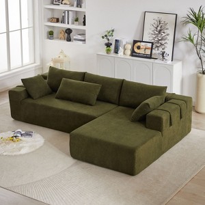 108 Modern Chenille Sectional Sofa with 6 Pillows - Right Chaise Configuration" - 1 of 4