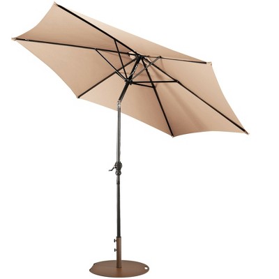 Tangkula 9 Ft Patio Table Market Umbrella Yard Outdoor w/ Heavy-duty Umbrella Base
