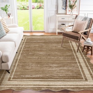 Scalloped Modern Abstract Area Rug Washable Rug for Living Room, Non-Slip Soft Carpet for Bedroom - 1 of 4