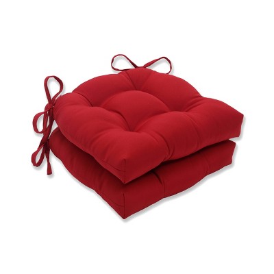 2pk Outdoor/Indoor Large Chair Pad Set Splash Flame Red - Pillow Perfect