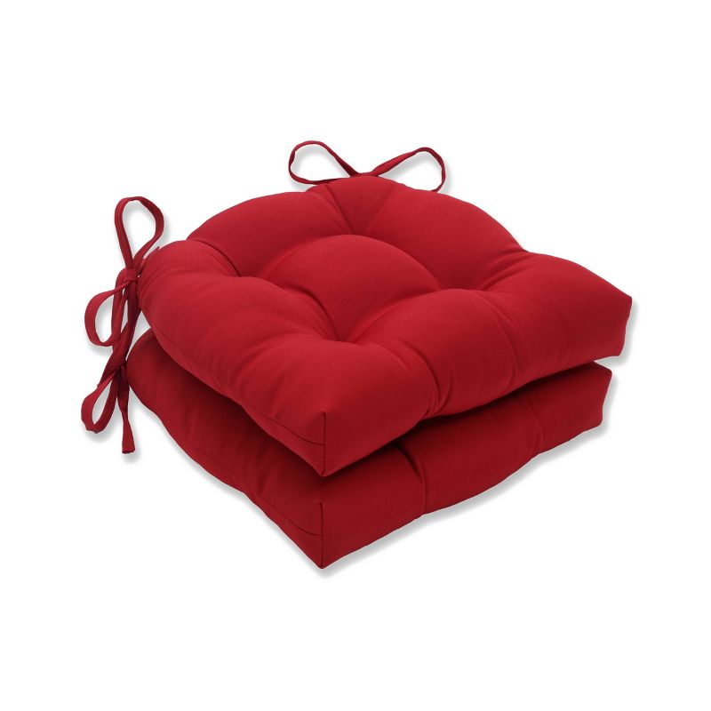 Set of 2 Indoor/Outdoor Reversible Chair Pad Red - Pillow Perfect, 1 of 6