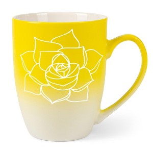 Elanze Designs Botanical Succulent Nature Coffee Cup Mug 12 Ounce Ceramic With Ombre Gradient Elegant Minimalist Echeveria Plant Silhouette Yellow and - 1 of 4