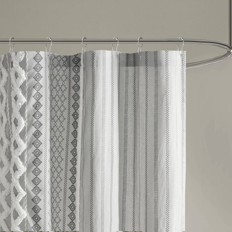 72"x72" Imani Chenille Striped Cotton Printed Shower Curtain, 2 of 7
