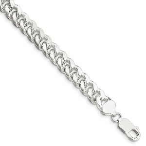 Black Bow Jewelry Men's 8.5mm Sterling Silver Solid D/C Domed Curb Chain Bracelet - 1 of 4