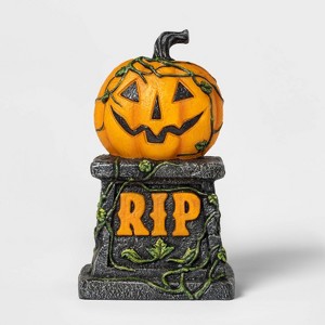 Halloween Lit Pumpkin Halloween Tombstone Décor - Hyde & EEK! Boutique , Gray