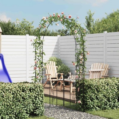 vidaXL Garden Arch Black Iron 7.5 ft tall Durable Garden Arch