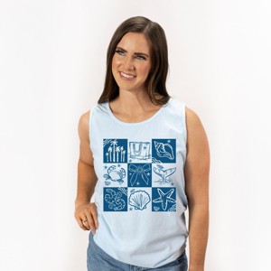 Simply Sage Market Nautical Chart Blue Garment Dyed Tank - 1 of 3