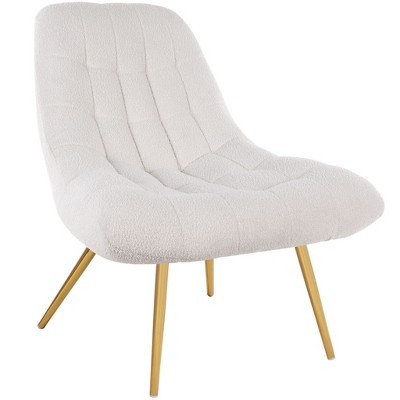 NicBex Boucle Accent Chair,Upholstered Living Room Chairs with Tufted Back and Metal Legs,Modern Armless Chair,Accent Chairs for Living Room