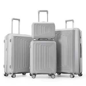 NAYSAYE Luggage 4 Piece Sets Hard Shell Lightweight TSA Lock Carry On Expandable Suitcase with Spinner Wheels Travel Set, Silver, 18.3"*10.8"*29" - 1 of 4