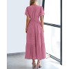 Women's 2025 Summer Casual Midi & Maxi Dress - Lightweight V-Neck Boho Beach Dress with Elastic Waist & Pockets Dusty Pink - 3 of 4