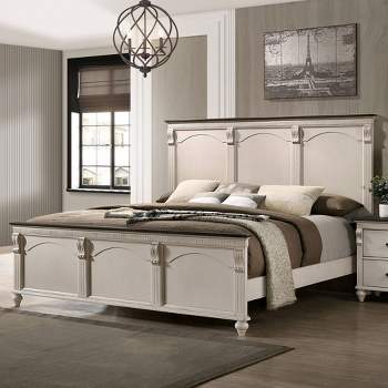 Queen Nyes Foliage Details Panel Bed Antique White/Walnut - HOMES: Inside + Out
