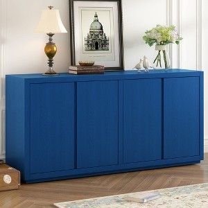 Whisen 4-Door Cabinet Sideboard with Ash Veneer and Adjustable Shelves for Kitchen, Dining Room and Living Room - 1 of 4