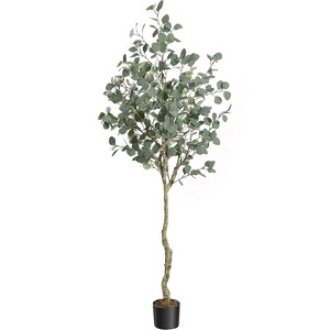 Artificial Eucalyptus Tree 4/5/6 FT Tall Faux Eucalyptus Stems Fake Plants with Silver Dollar Leaves, Fake Trees for Decor, with Plastic Nursery Pot - 1 of 4