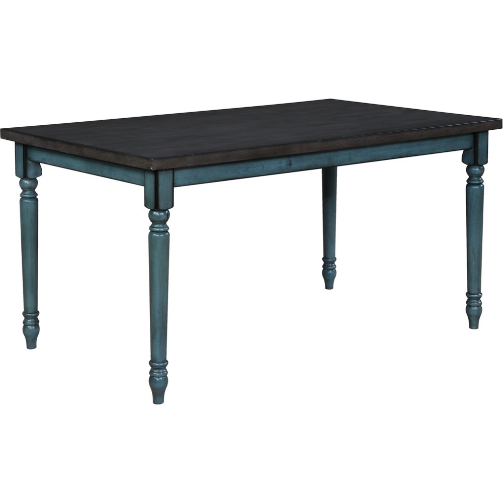 Photos - Garden & Outdoor Decoration Powell Reagan Dining Table Teal: Mid-Century Modern, Rubberwood Frame, MDF Top, Seats 6