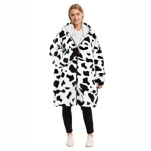 Womens' Hoodie Zip Up Sweatshirt with Full Fleece Lined, Oversized Zip-Up Adult Blanket Hoodie Wearable for Womens Men - Catalonia - 1 of 4