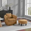 Wooakway Swivel Accent Chair with Ottoman Set Barrel Armchair with Removable Back Pillow with 2 Armrest Covers for Living Room Bedroom Office - 3 of 4