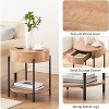 Homhougo Round End Table Nightstand Wood Side Table with Drawer Accent Bedside Farmhouse Tables Brown - 4 of 4