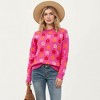 Anna-Kaci Women's Flower Pattern Knit Sweater with Long Sleeves, Soft Textured Feel and Comfortable Relaxed Everyday Fit - 2 of 4