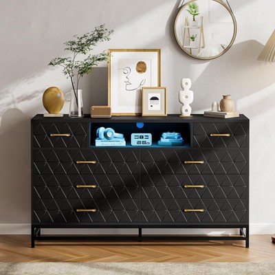 Dresser for Bedroom, 8 Drawer Dresser,55" Tv Stand Large Dresser Wooden