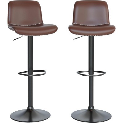 Modern Bar Stools Set Adjustable Swivel Bar Chairs with Back PU Leather for Bar, Dining Room Counter Home Kitchen Barstools
