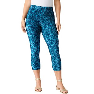 Roaman's Plus Size Essential Stretch Capri Legging - 1 of 4
