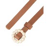 Allegra K Women's Plus Size Pearl Narrow Faux Leather Jeans Dresses Pants Adjustable Waist Belts 105cm/41.33" - 2 of 4