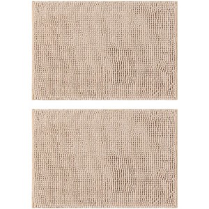 Unique Bargains Microfiber Non-Slip Soft Plush Fluffy Extra Thick Bathroom Mat Set 2 Pcs - 1 of 4