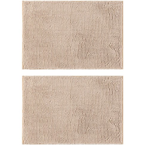 Unique Bargains Microfiber Non-slip Soft Plush Fluffy Extra Thick Bathroom Mat Set 2 Pcs Khaki ...