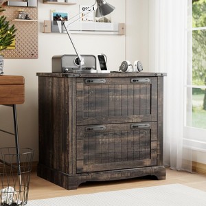 SinCiDo Farmhouse 2 Drawer File Cabinet, 30" Office Storage Cabinet w/Hanging Folders Holds A4 Letter Legal Files Size - 1 of 4