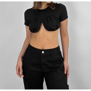 Women's Crew Neck Cropped Underwire Tee - Mimosa - 1 of 4