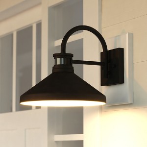 VAXCEL Vermont Matte Black and Nickel Bathroom Vanity Light Fixture White Glass - 1 of 4