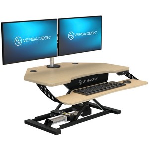 VersaDesk PowerPro Elite 36" Smart Height Adjustable Corner Standing Desk Converter for Home & Office, Maple, w/ USB Charging Port & App Control - 1 of 4